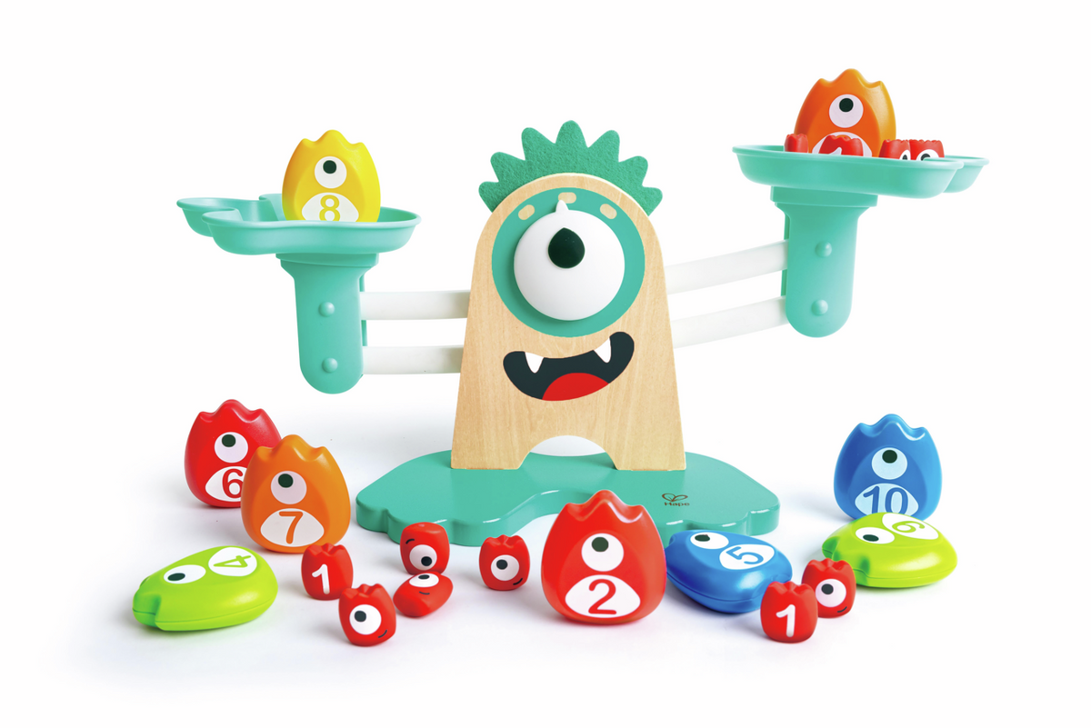 Cântar matematic din lemn – Monstruleţ, Monster Math Scale, 3–6 ani | Hape