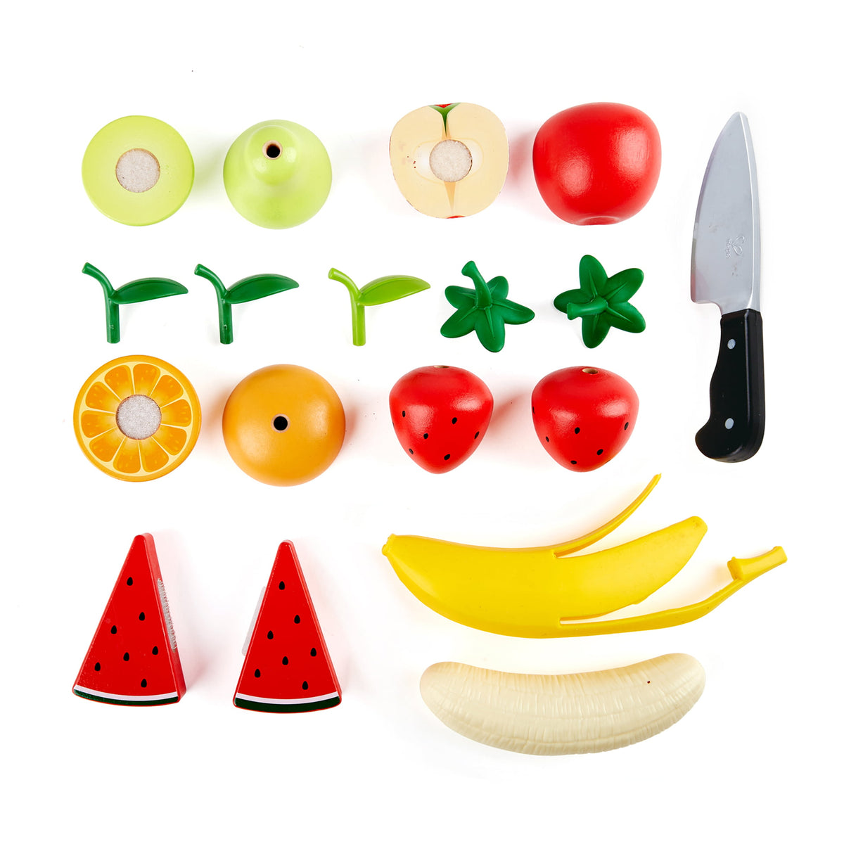 Joc de rol - Set fructe de tăiat din lemn - Healthy Fruit, 18 piese, 3+ ani | Hape