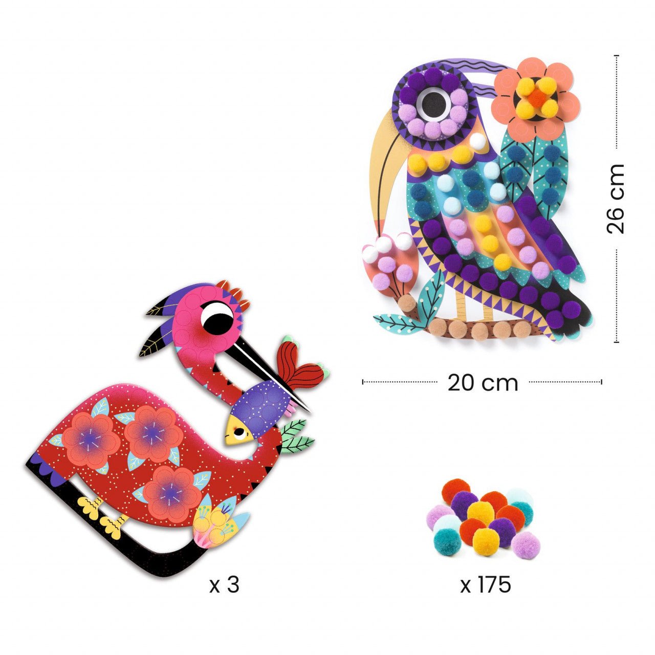 Joc educativ - Joc creativ Pasari cu bilute pompons, 3 - 6 ani | Djeco - 4