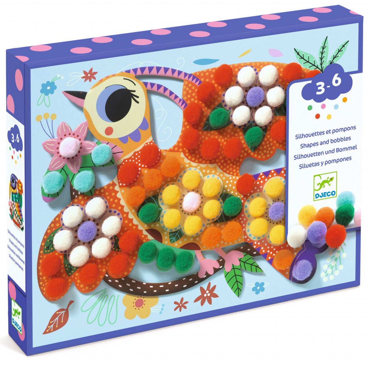 Joc educativ - Joc creativ Pasari cu bilute pompons, 3 - 6 ani | Djeco - 1