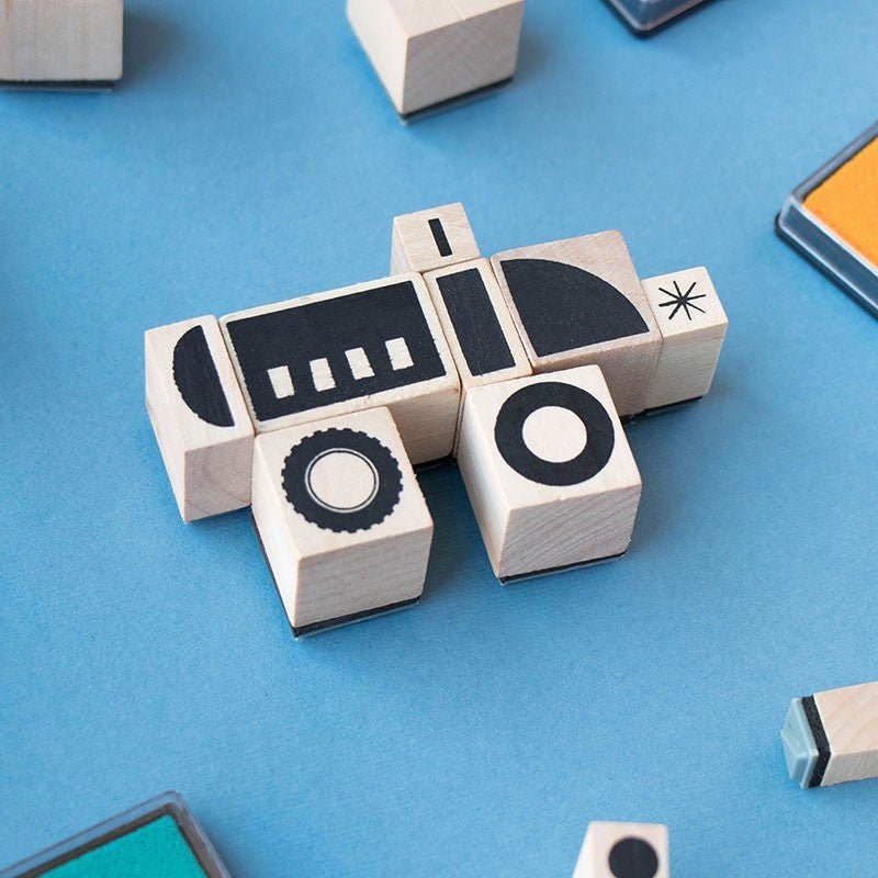 Joc creativ ștampile "Mijloace de transport" | Londji - Londji - EmmaSiLuna.ro