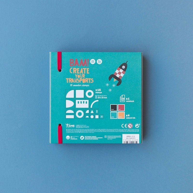 Joc creativ ștampile "Mijloace de transport" | Londji - Londji - EmmaSiLuna.ro