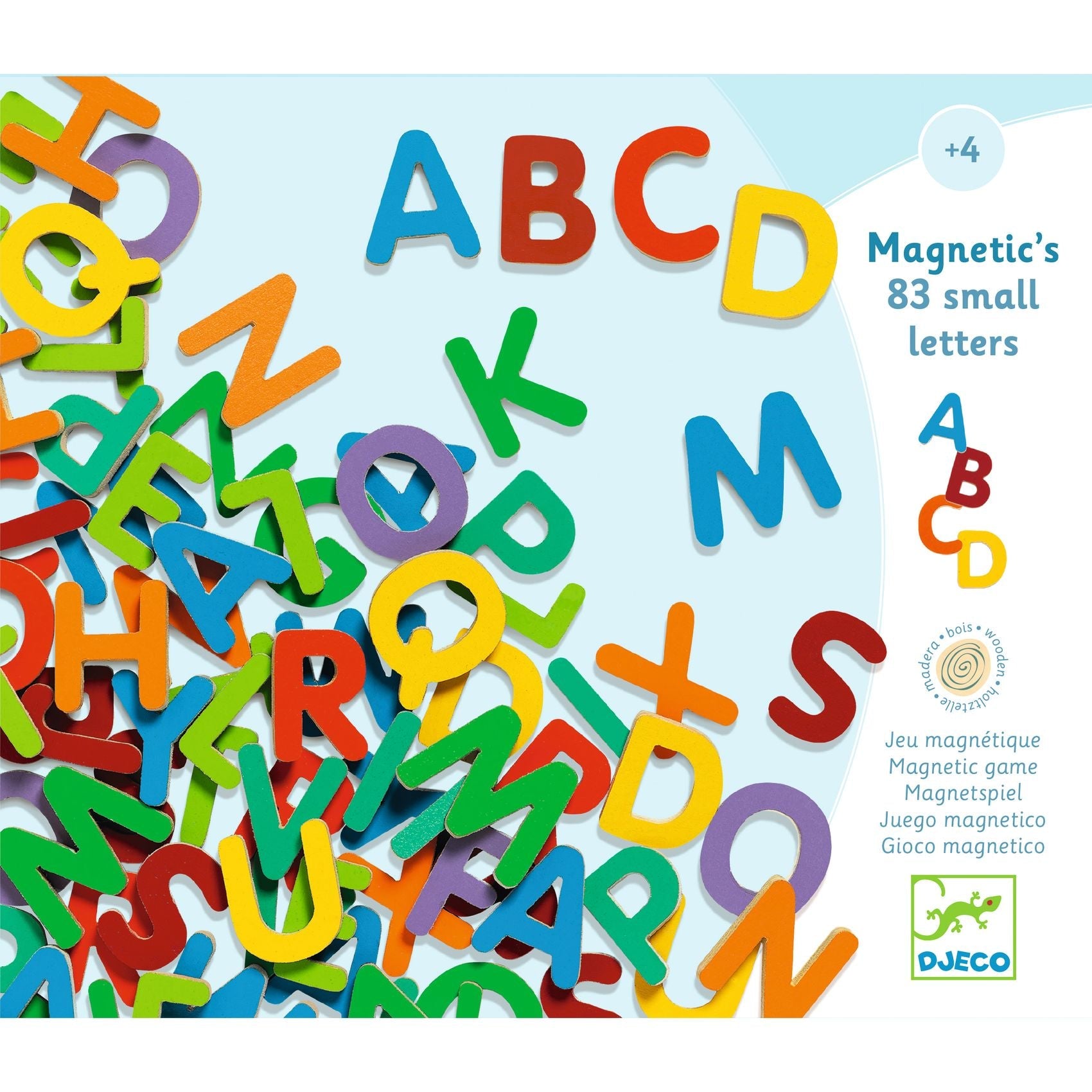Jocuri şi Jucării educative - Joc cu magneţi - Litere magnetice din lemn de tip majuscule, 83 piese, 4+ ani | Djeco - 3