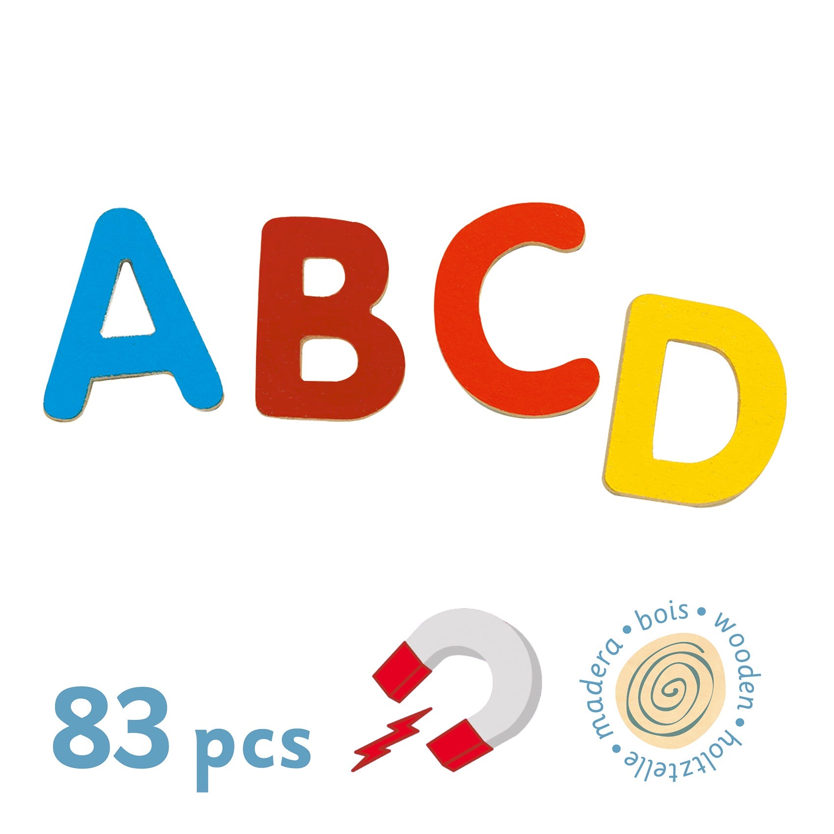 Jocuri şi Jucării educative - Joc cu magneţi - Litere magnetice din lemn de tip majuscule, 83 piese, 4+ ani | Djeco - 2
