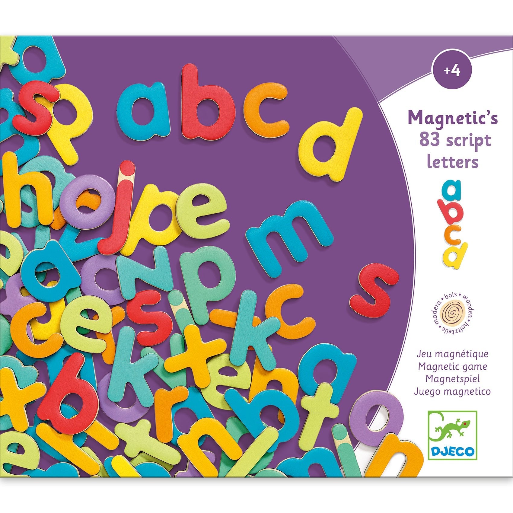 Jocuri şi Jucării educative - Joc cu magneţi - Litere magnetice din lemn de tip minuscule, 83 piese, 4+ ani | Djeco - 3