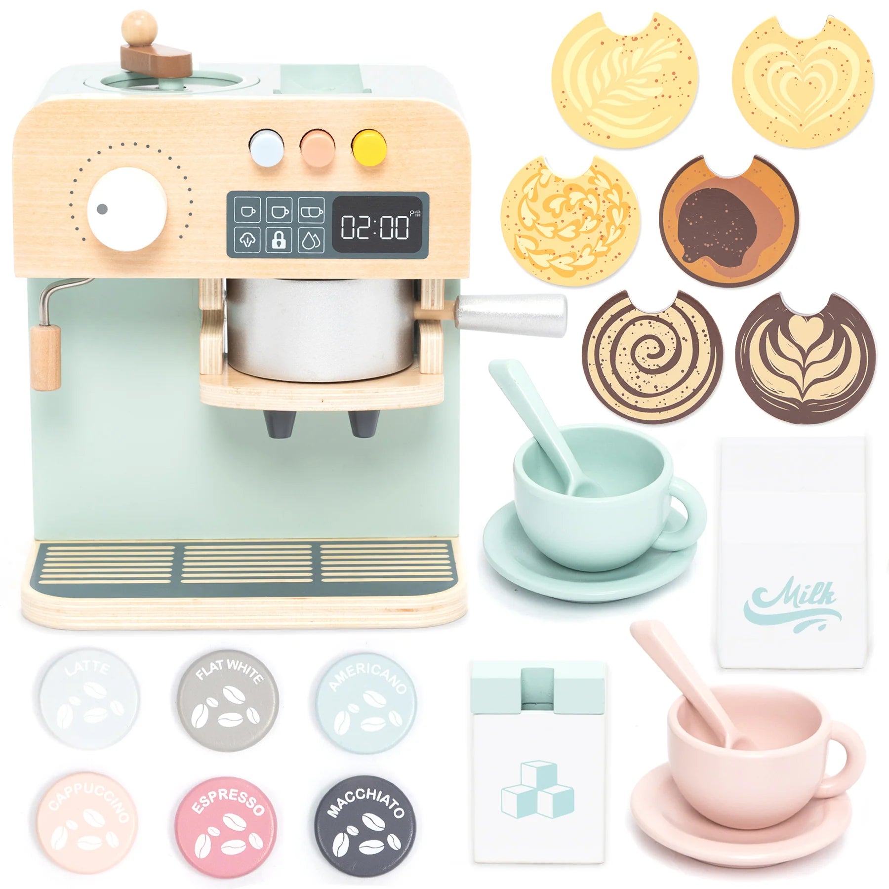 Joc educativ - Joc de rol Aparat de cafea cu accesorii din lemn | UMU Toys - 1