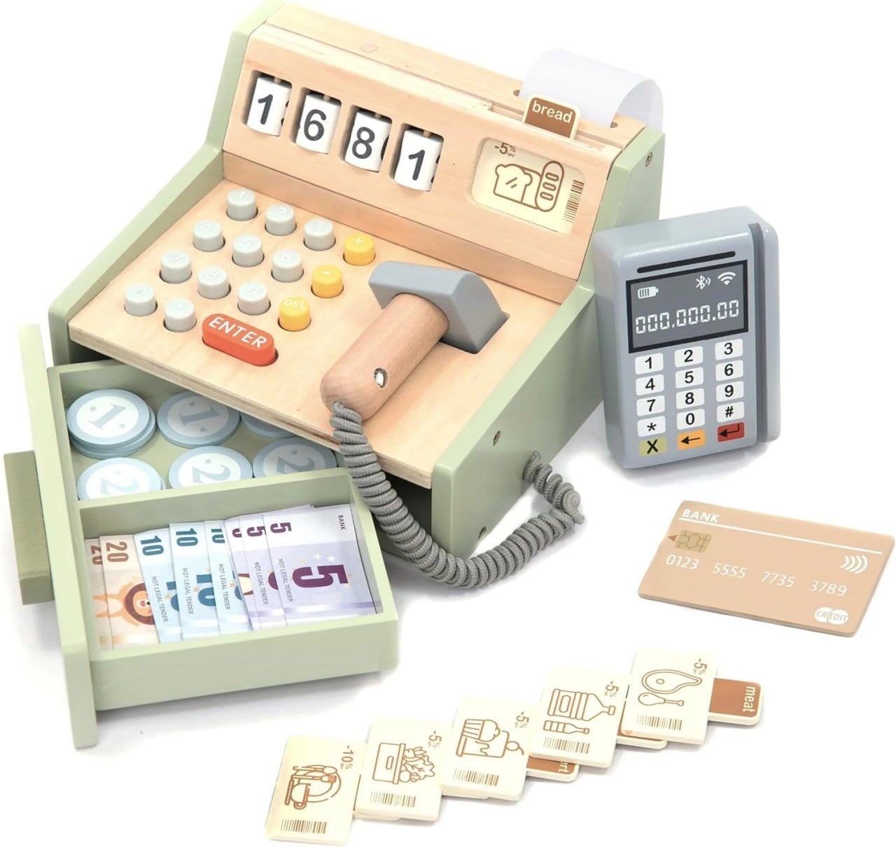 Joc educativ - Joc de rol Casă de marcat din lemn | UMU Toys - 1