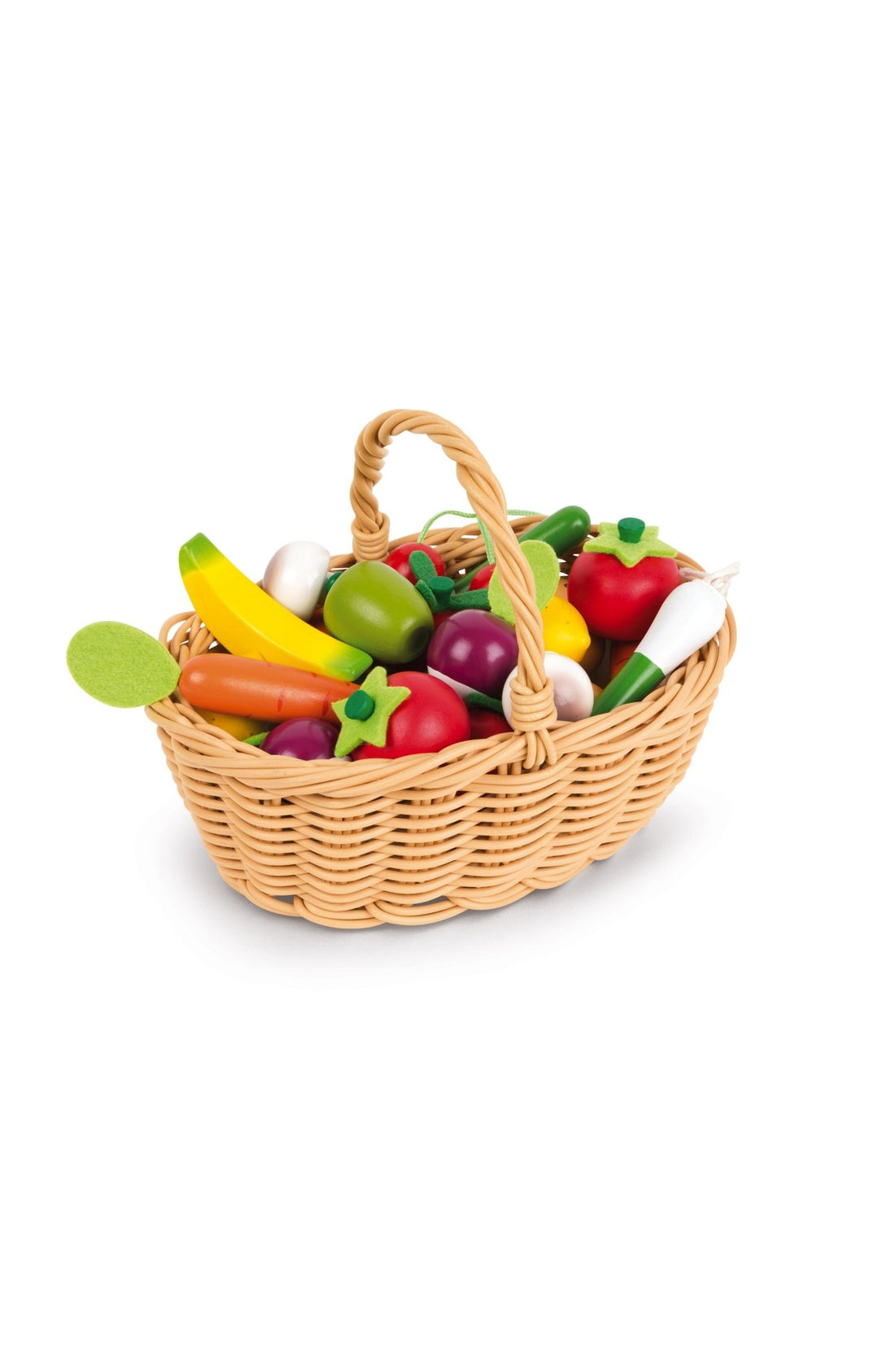Bucătării şi accesorii pentru copii - Joc de rol Coș cu fructe și legume din lemn, 24 piese, 3+ ani | Janod - 1