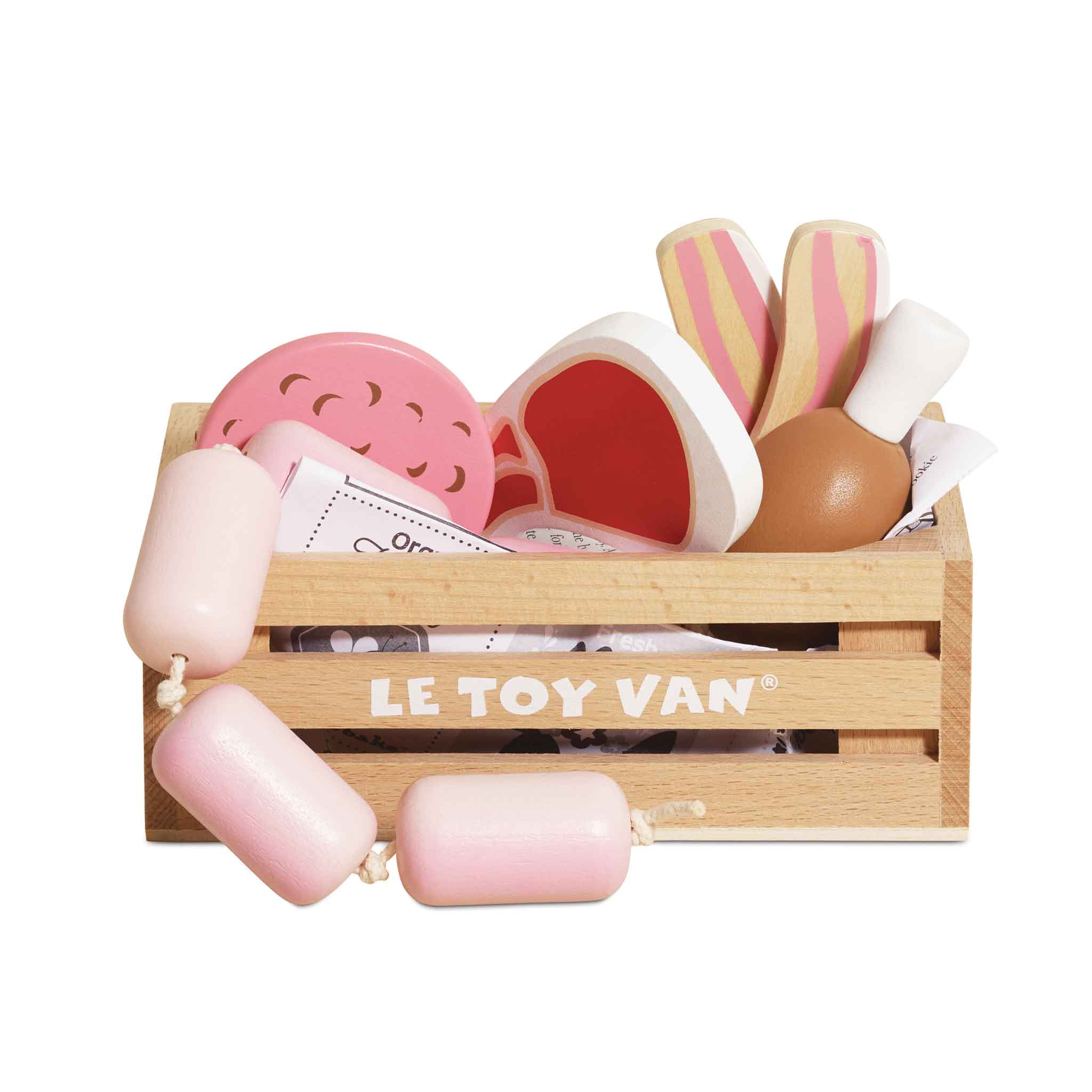 Bucătării şi accesorii pentru copii - Joc de rol Lădiță cu produse din carne, din lemn, 3+ ani | Le Toy Van - 1