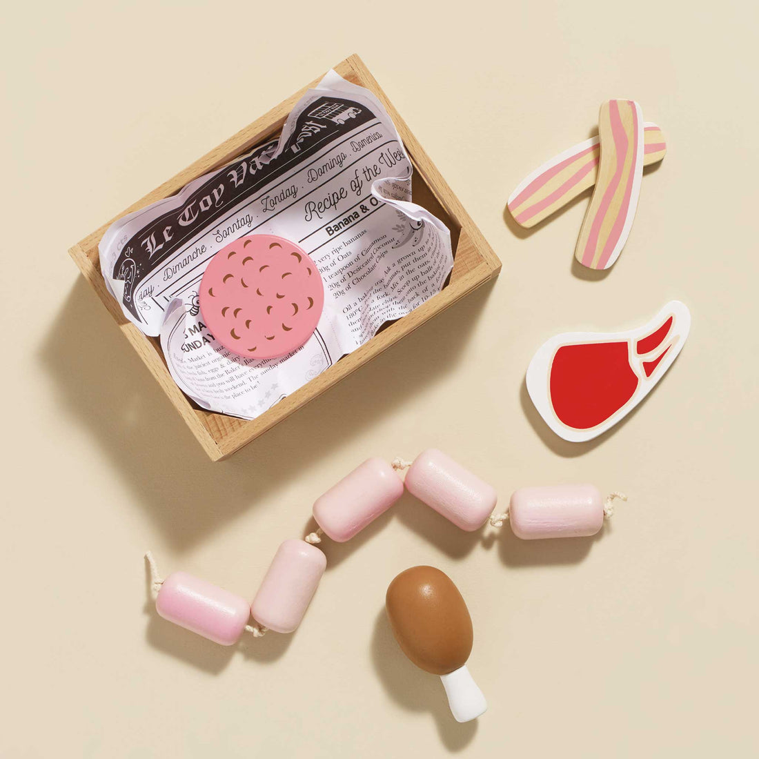 Bucătării şi accesorii pentru copii - Joc de rol Lădiță cu produse din carne, din lemn, 3+ ani | Le Toy Van - 2