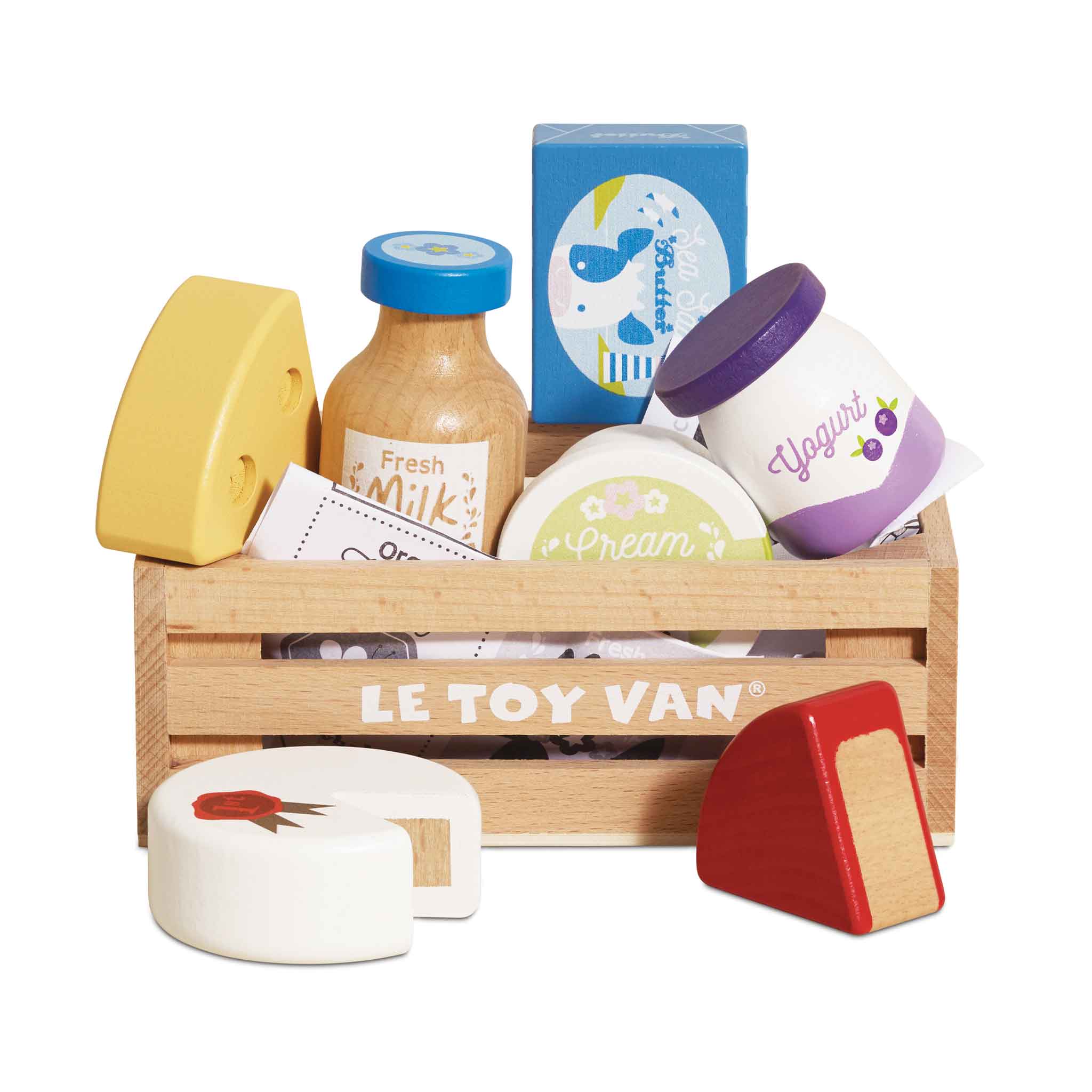 Bucătării şi accesorii pentru copii - Joc de rol Lădiță cu produse lactate, din lemn, 2+ ani | Le Toy Van - 1