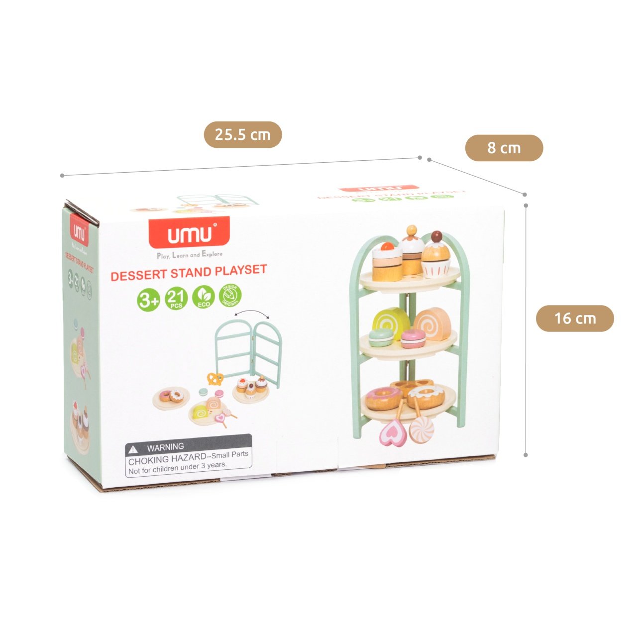 Jocuri şi jucării de rol - Joc de rol Raftul cu deserturi din lemn, 21 piese, 3+ ani | UMU Toys - 4