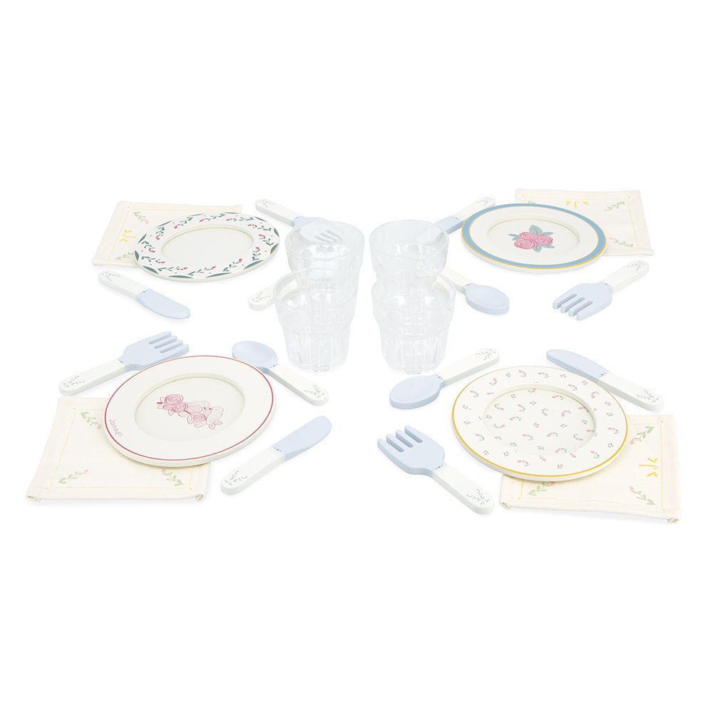 Bucătării şi accesorii pentru copii - Joc de rol Set de masă cu valiză și accesorii din lemn, 3+ ani | Janod - 2