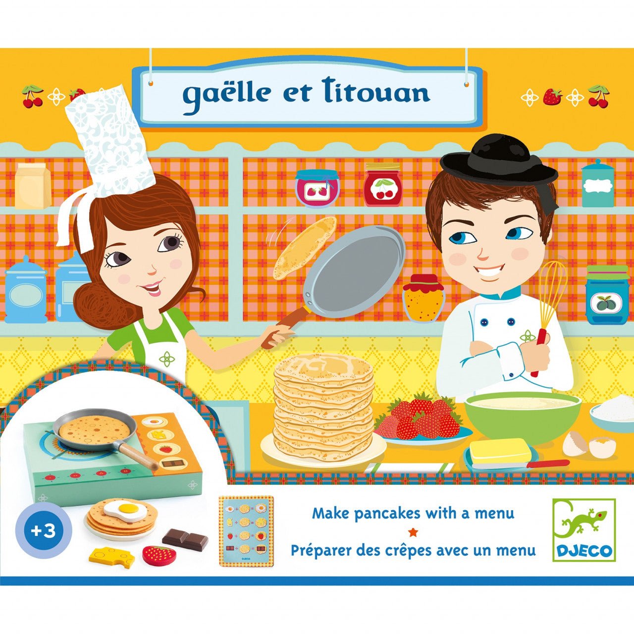 Accesorii bucatarie copii - Joc de rol Set de preparat clătite Gaelle şi Titouan | Djeco - 3