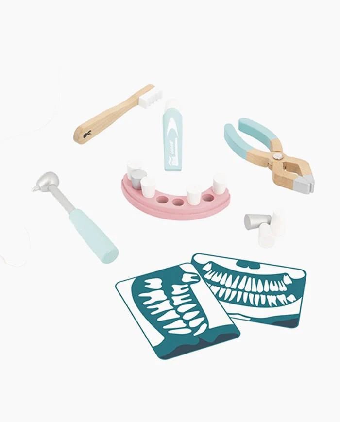 Jocuri şi jucării de rol - Joc de rol Set trusă pentru dentist, din lemn, 3+ ani | Janod - 2