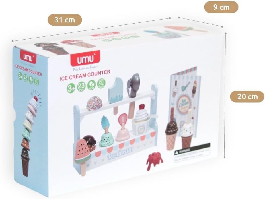 Joc educativ - Joc de rol Stand cu îngheţată, 23 piese, 3+ ani | UMU Toys - 3