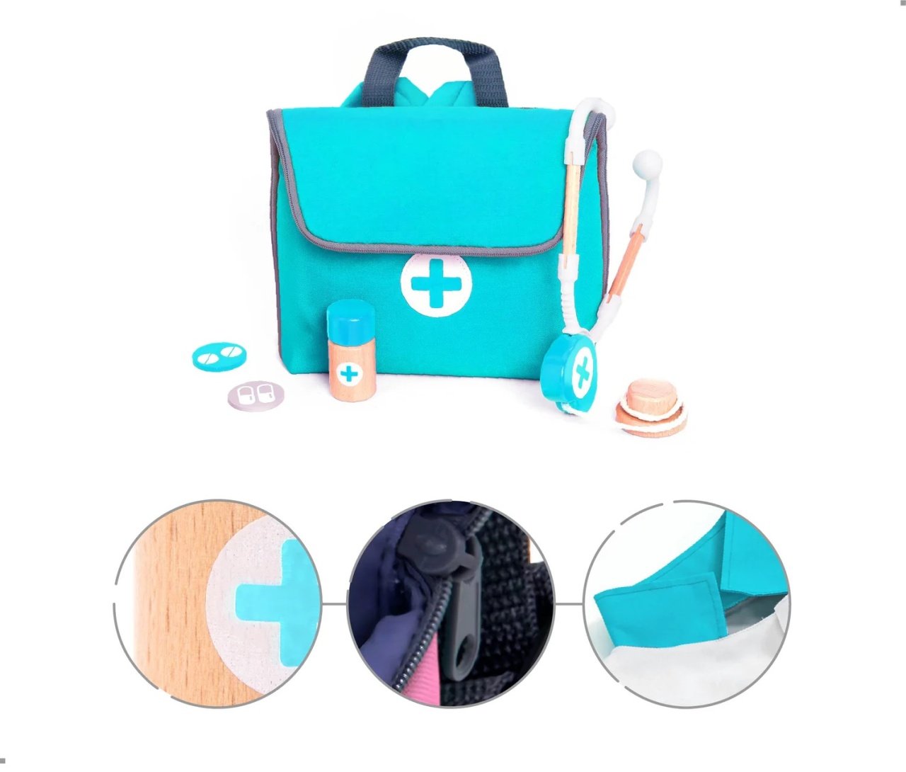 Jocuri şi jucării de rol - Joc de rol Trusă completă de doctor, turcoaz, 20 piese, 3+ ani | UMU Toys - 7