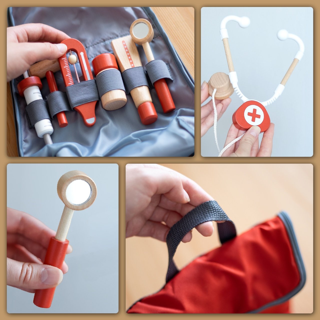 Jocuri şi jucării de rol - Joc de rol Trusă de doctor pentru copii, roşie, 14 piese, 3+ ani | UMU Toys - 2