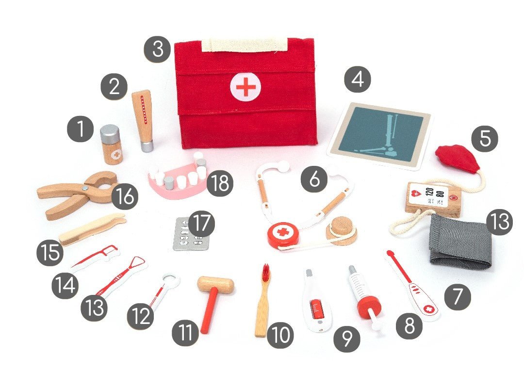 Joc educativ - Joc de rol Trusă de doctor roşie pentru copii | UMU Toys - 2