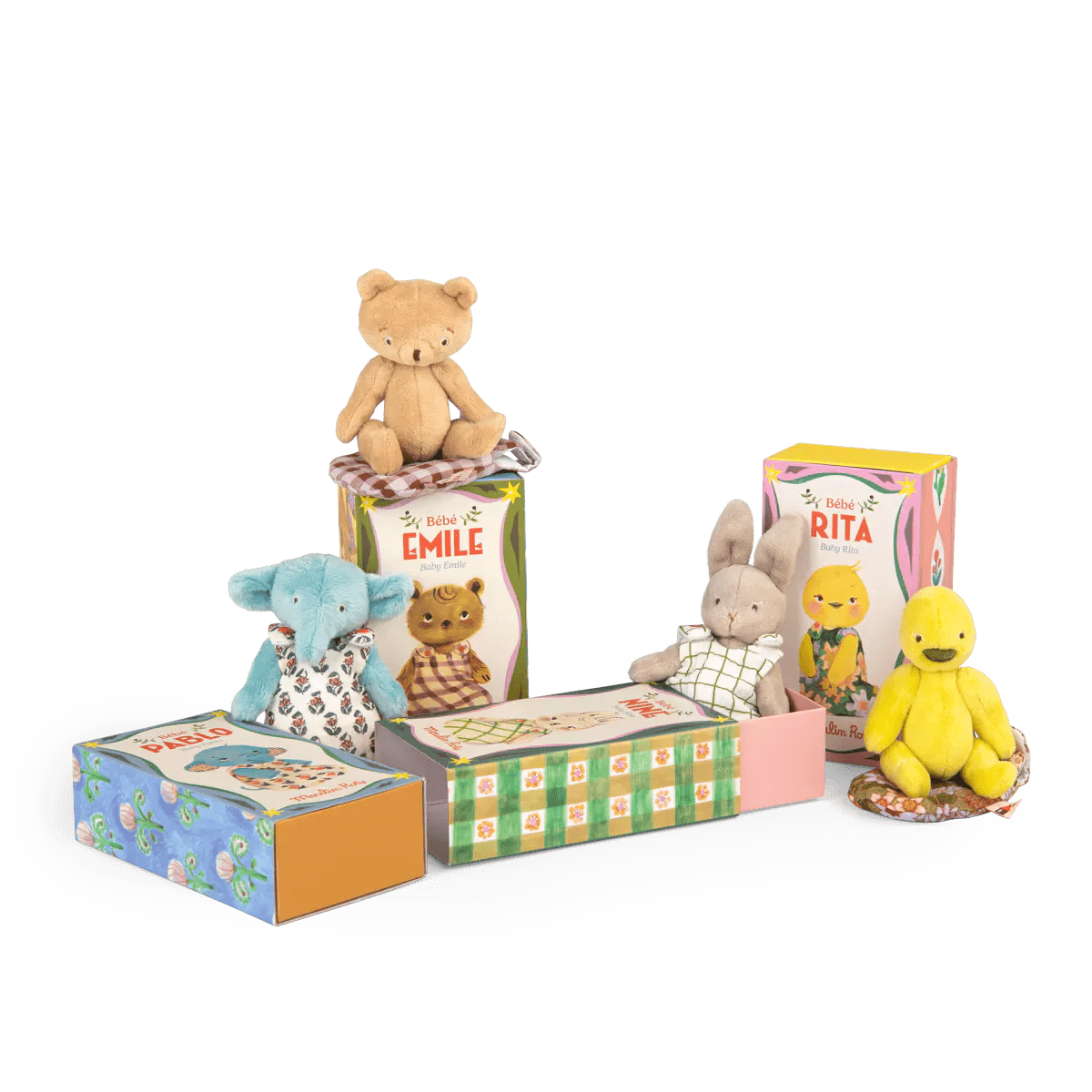 Jucării de pluş - Jucărie de pluş - Iepuraşul Nine Bebe "Les Minouchkas", 1+ ani | Moulin Roty - 6