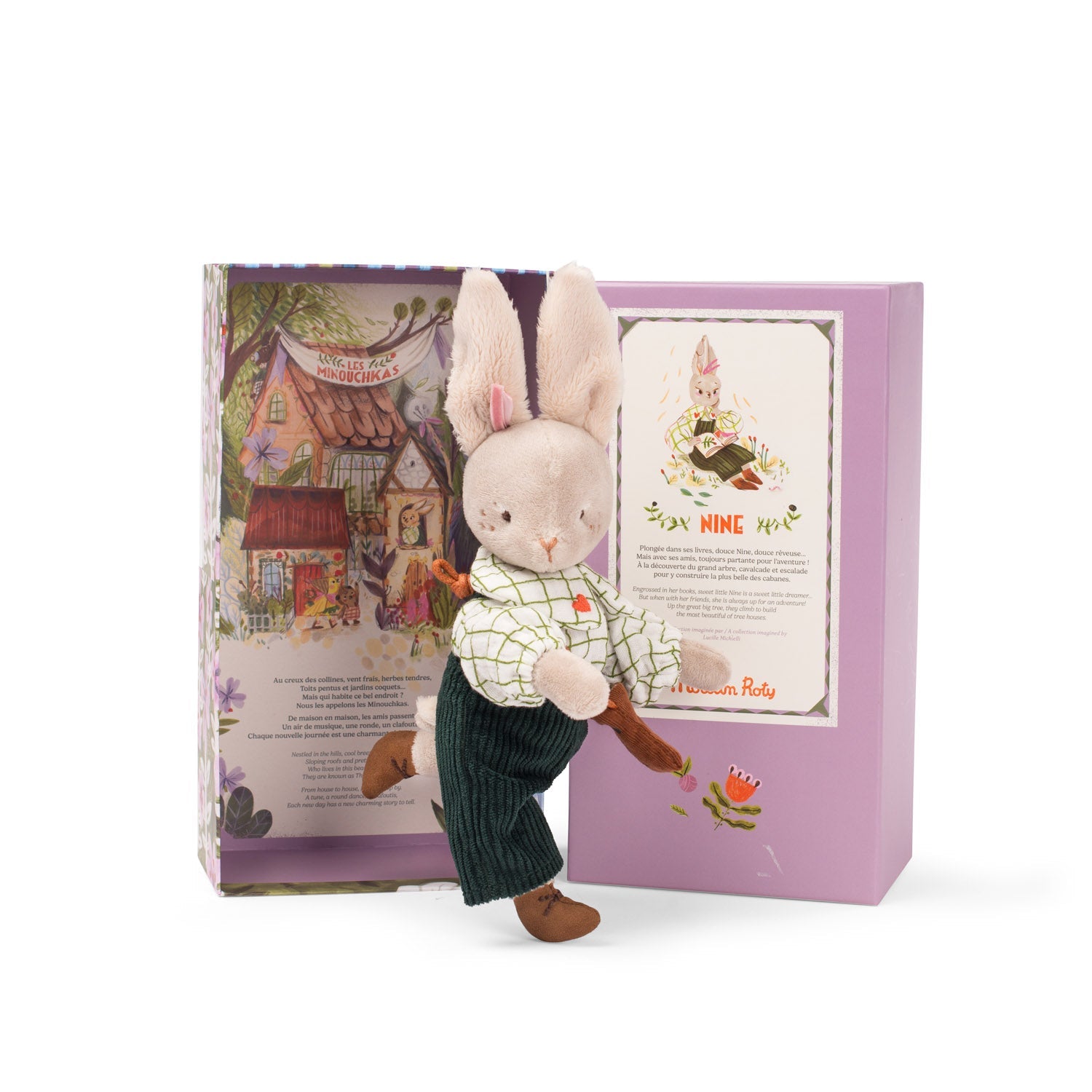 Jucărie de pluş - Iepuraşul Nine "Les Minouchkas" | Moulin Roty - Moulin Roty - EmmaSiLuna.ro