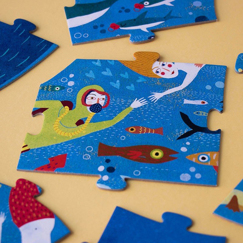 Puzzle 2 în 1 pentru copii "Balena albastră în ocean" | Londji - Londji - EmmaSiLuna.ro