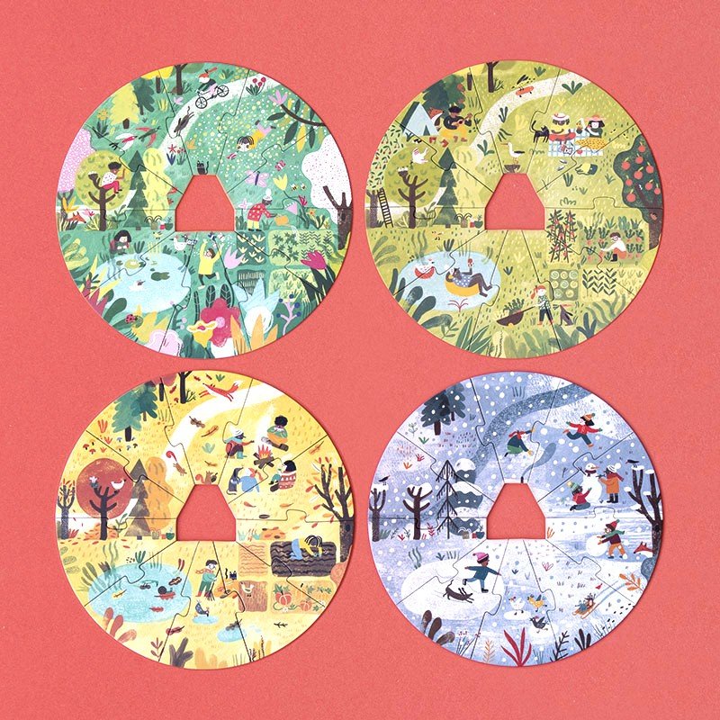 Puzzle circular pentru copii 4 anotimpuri "Un cămin pentru natură" | Londji - Londji - EmmaSiLuna.ro