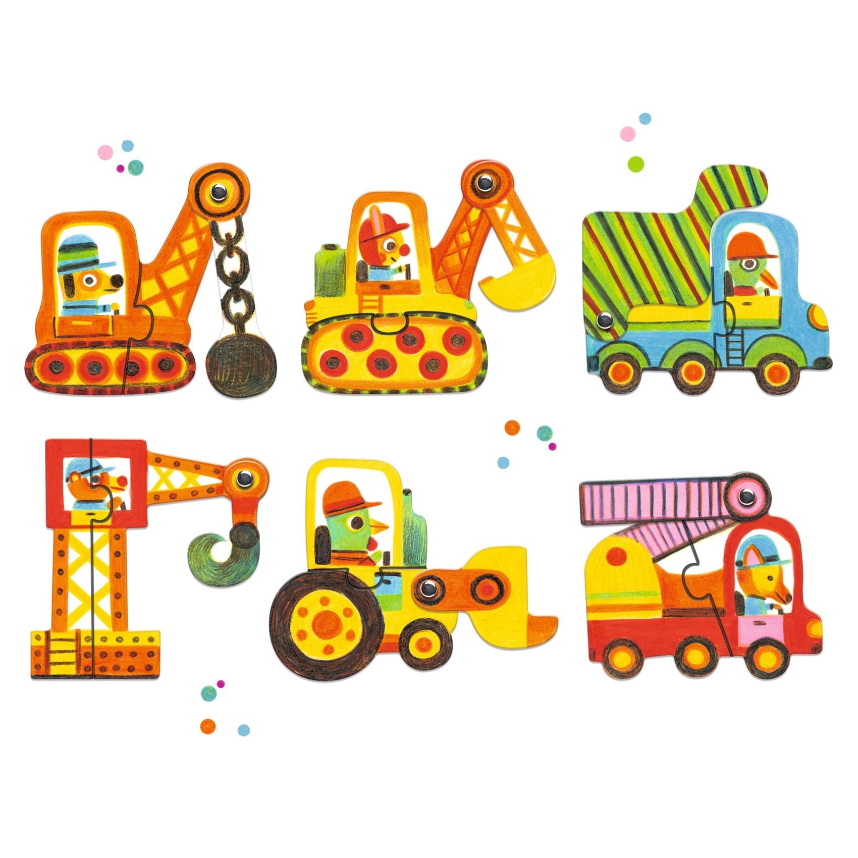Puzzle - uri - Puzzle duo cu autocorecție, cu piese mobile - Vehicule, 2+ ani | Djeco - 3