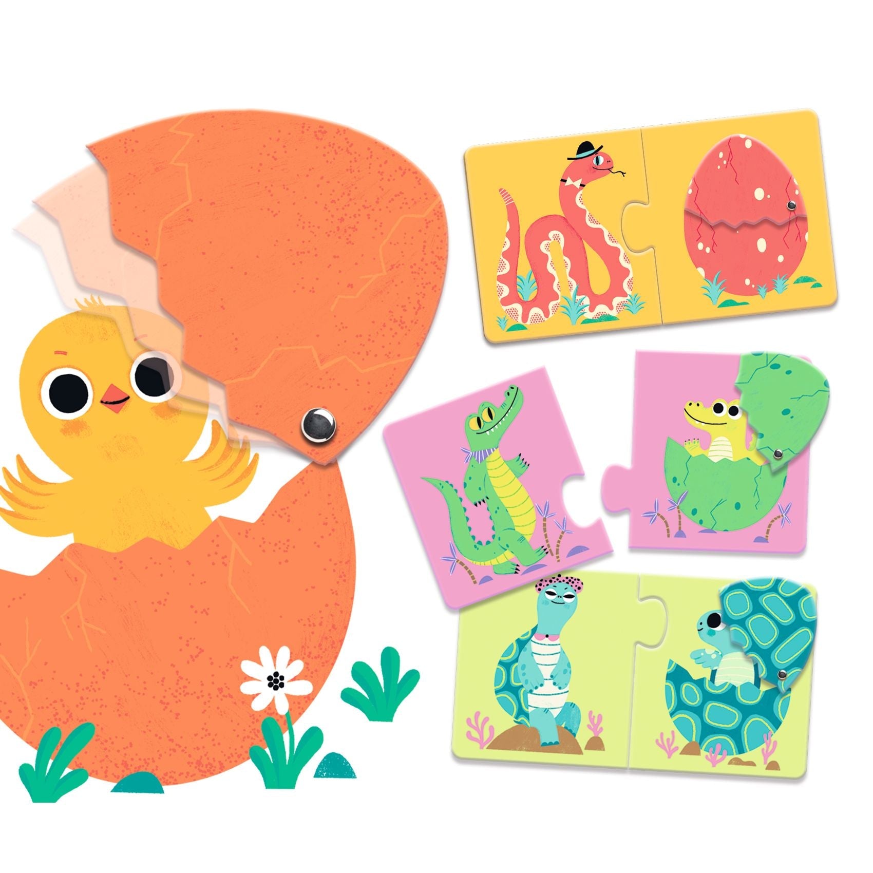 Puzzle - uri - Puzzle duo cu autocorecție - Puiul din ou, 2+ ani | Djeco - 2
