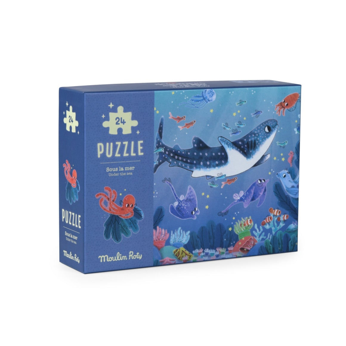 Puzzle fosforescent pentru copii "Sous la mer" | Moulin Roty - Moulin Roty - EmmaSiLuna.ro