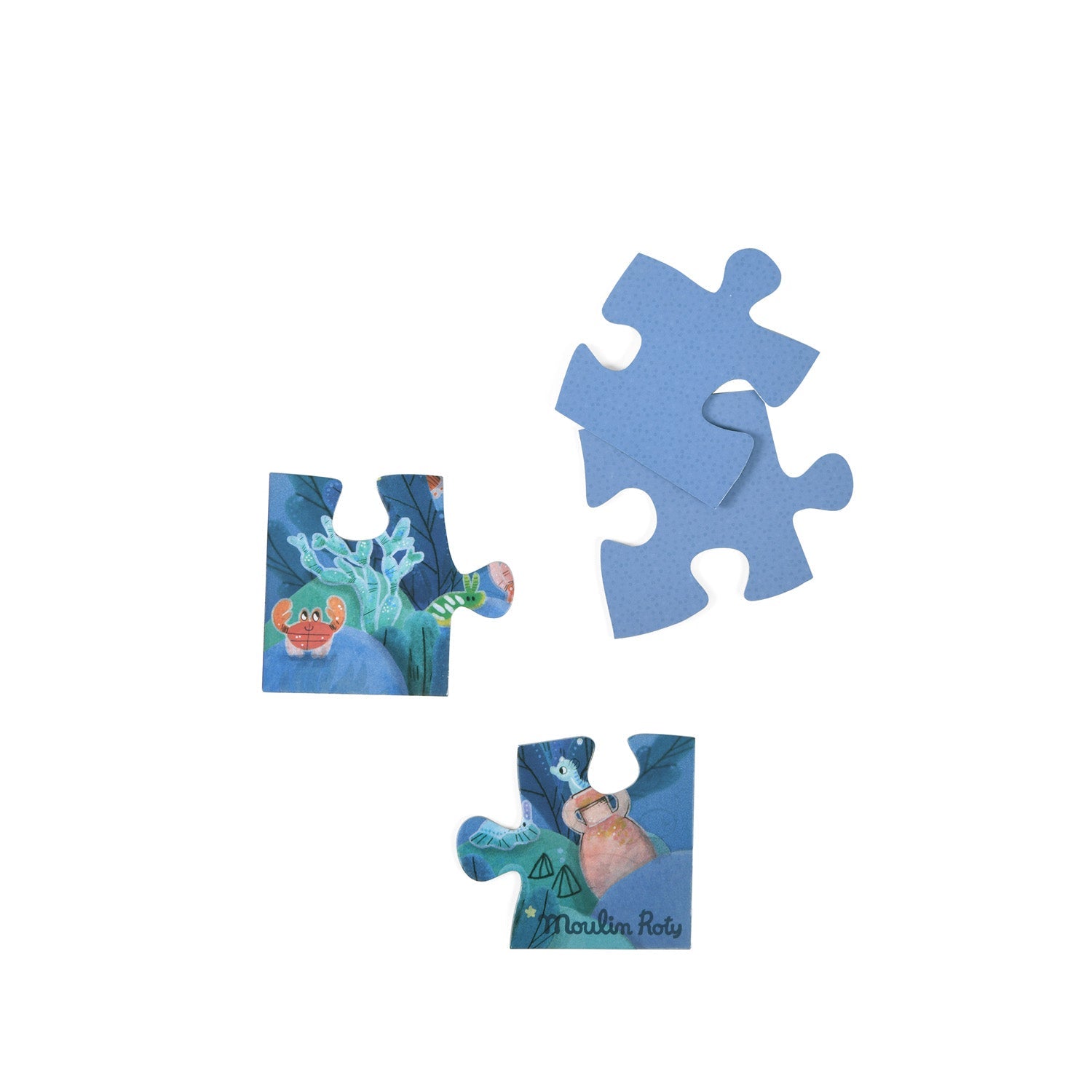 Puzzle fosforescent pentru copii "Sous la mer" | Moulin Roty - Moulin Roty - EmmaSiLuna.ro