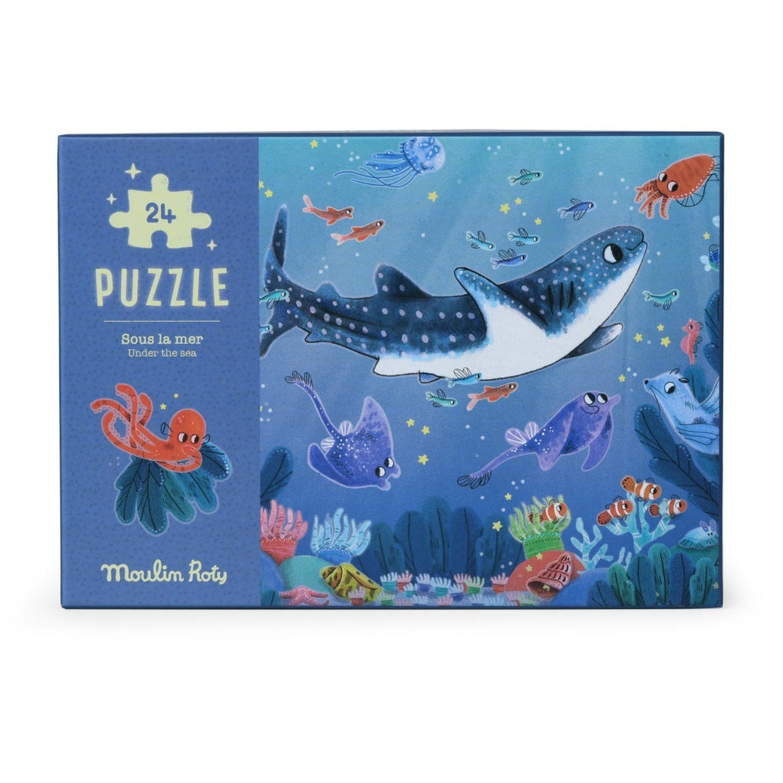 Puzzle fosforescent pentru copii "Sous la mer" | Moulin Roty - Moulin Roty - EmmaSiLuna.ro