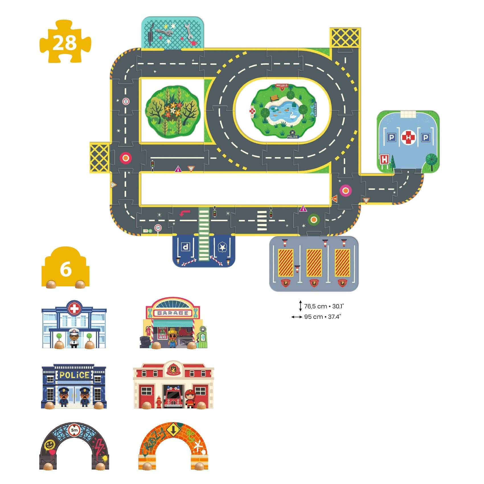 Puzzle - uri - Puzzle gigant 3D - Oraşul, 34 piese, 3+ ani | Djeco - 2