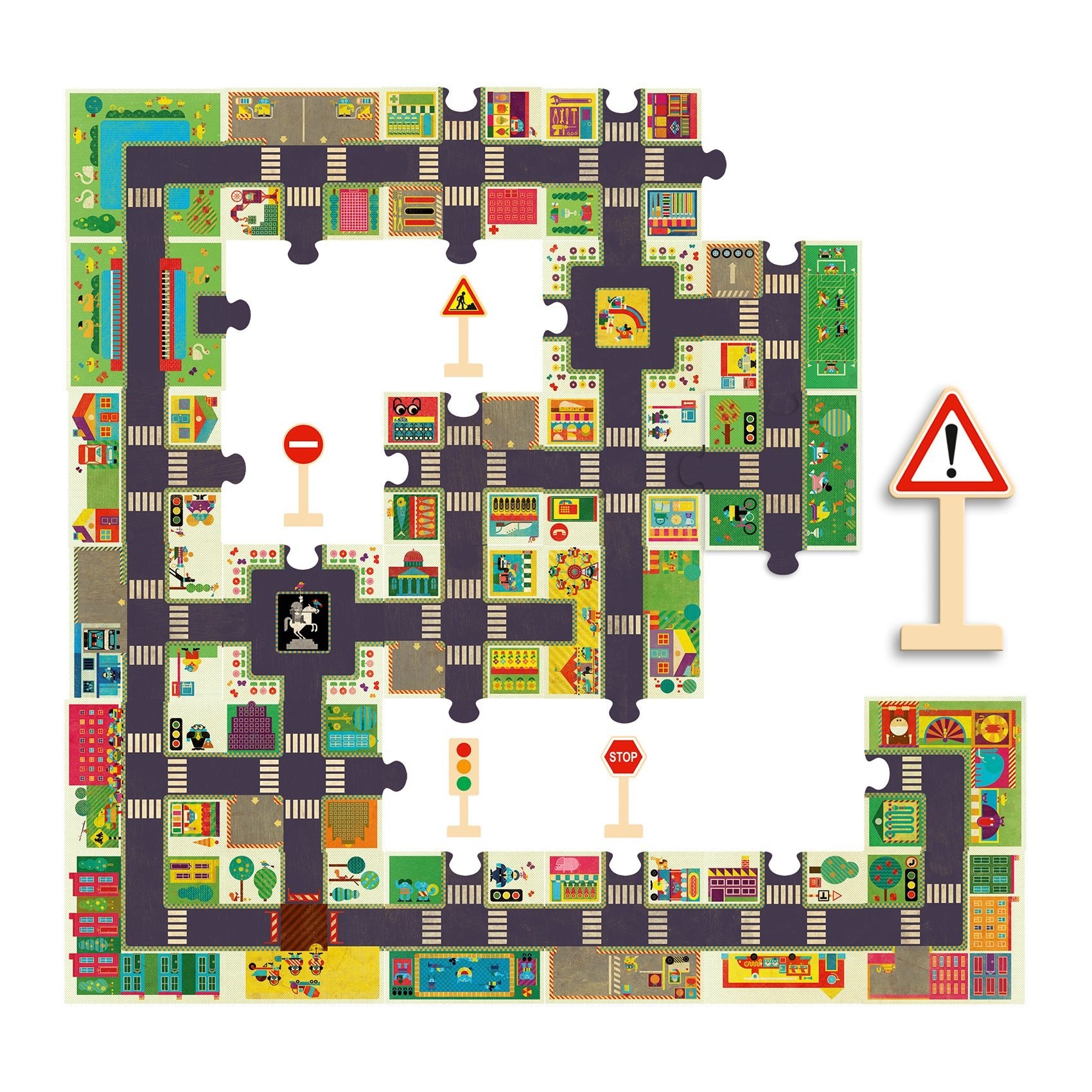 Puzzle - Puzzle gigant Oraşul, Pop to play | Djeco - 3