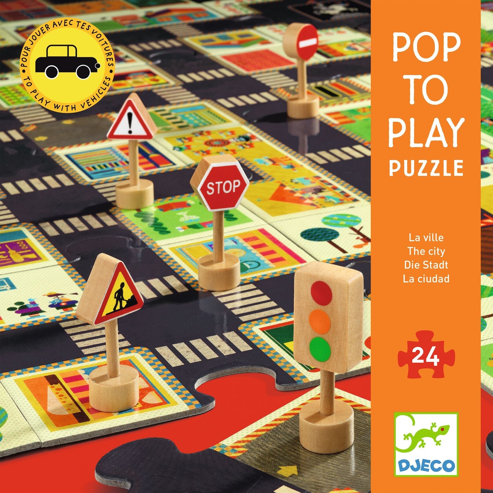Puzzle - Puzzle gigant Oraşul, Pop to play | Djeco - 4