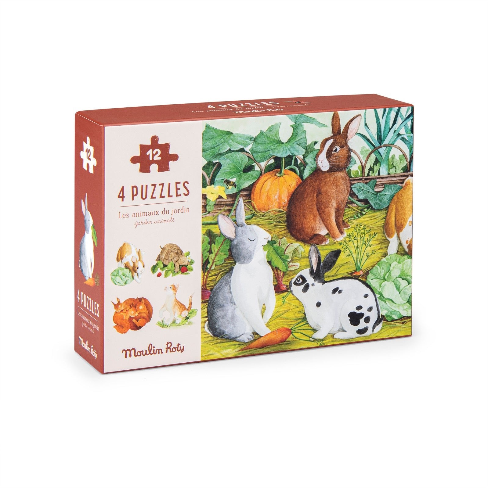 Puzzle - uri - Set 4 mini puzzle - uri cu animale, 12 piese fiecare, 3+ ani | Moulin Roty - 1