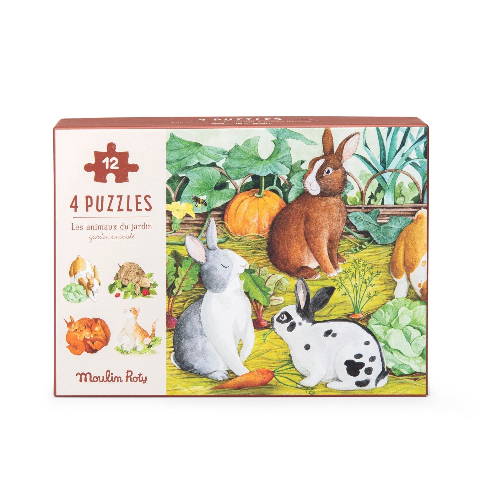 Puzzle - uri - Set 4 mini puzzle - uri cu animale, 12 piese fiecare, 3+ ani | Moulin Roty - 8