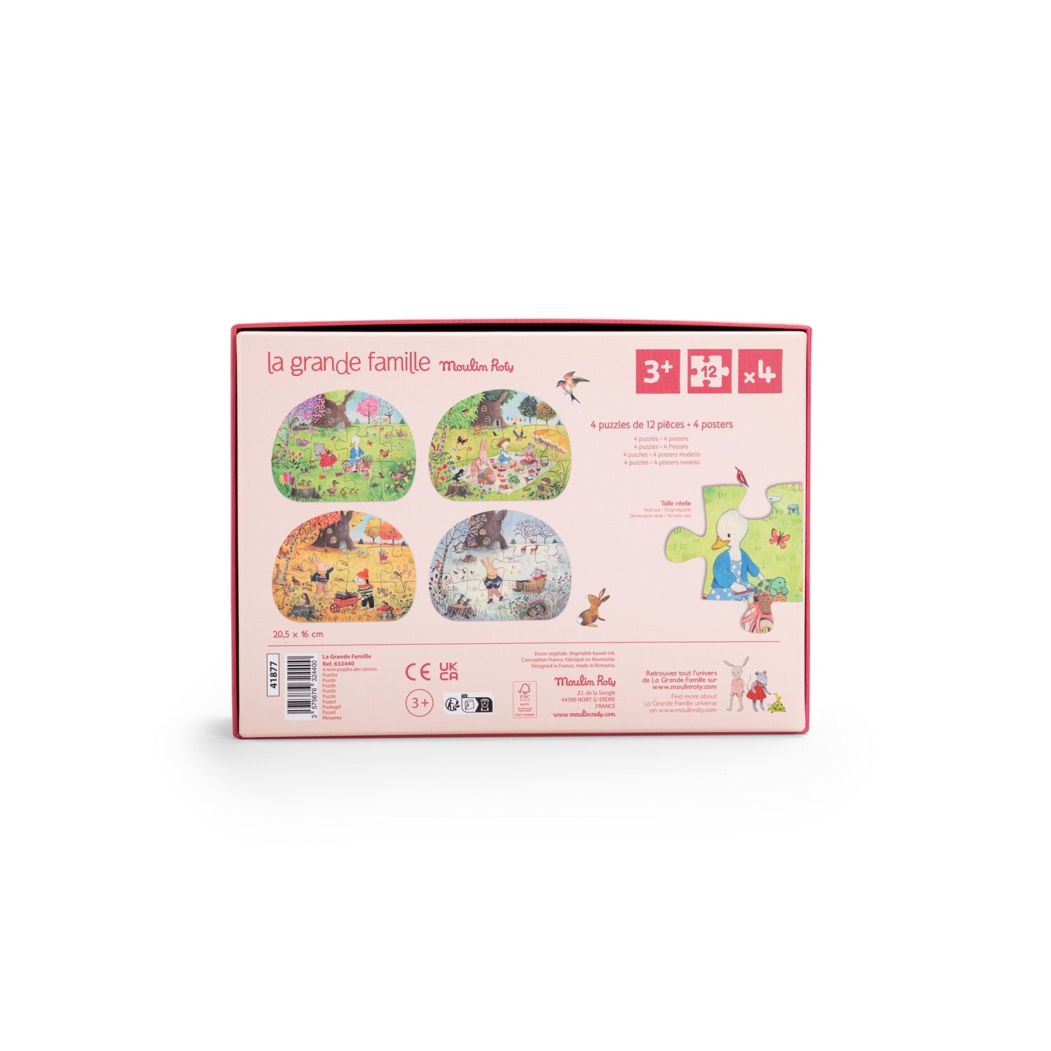 Set 4 mini puzzle - uri cu anotimpuri "Des saisons" | Moulin Roty - Moulin Roty - EmmaSiLuna.ro