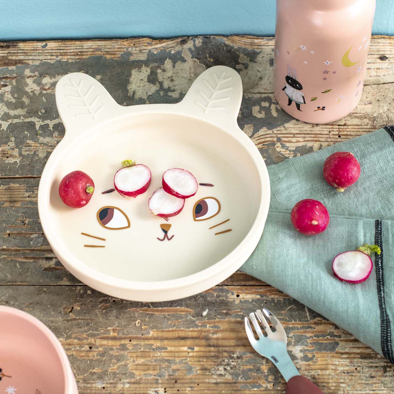 Set de veselă - Set de veselă din silicon pentru copii, "Après la pluie" | Moulin Roty - 10