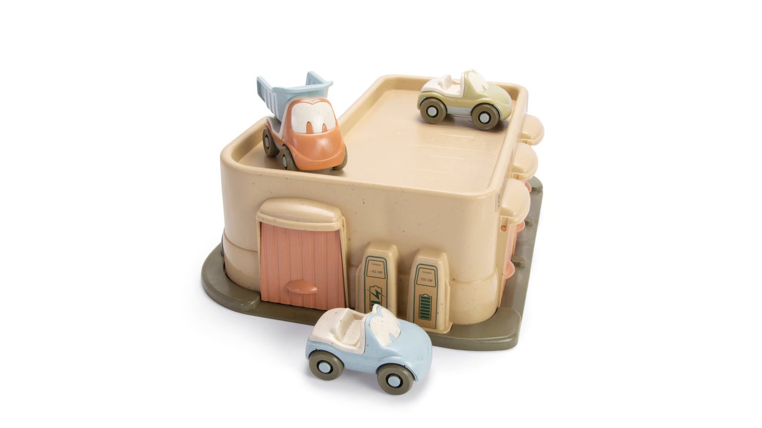 Vehicule - Set garaj cu 3 mașinuțe pastelate "Funcars" din BIOplastic fabricat din trestie de zahăr | Dantoy