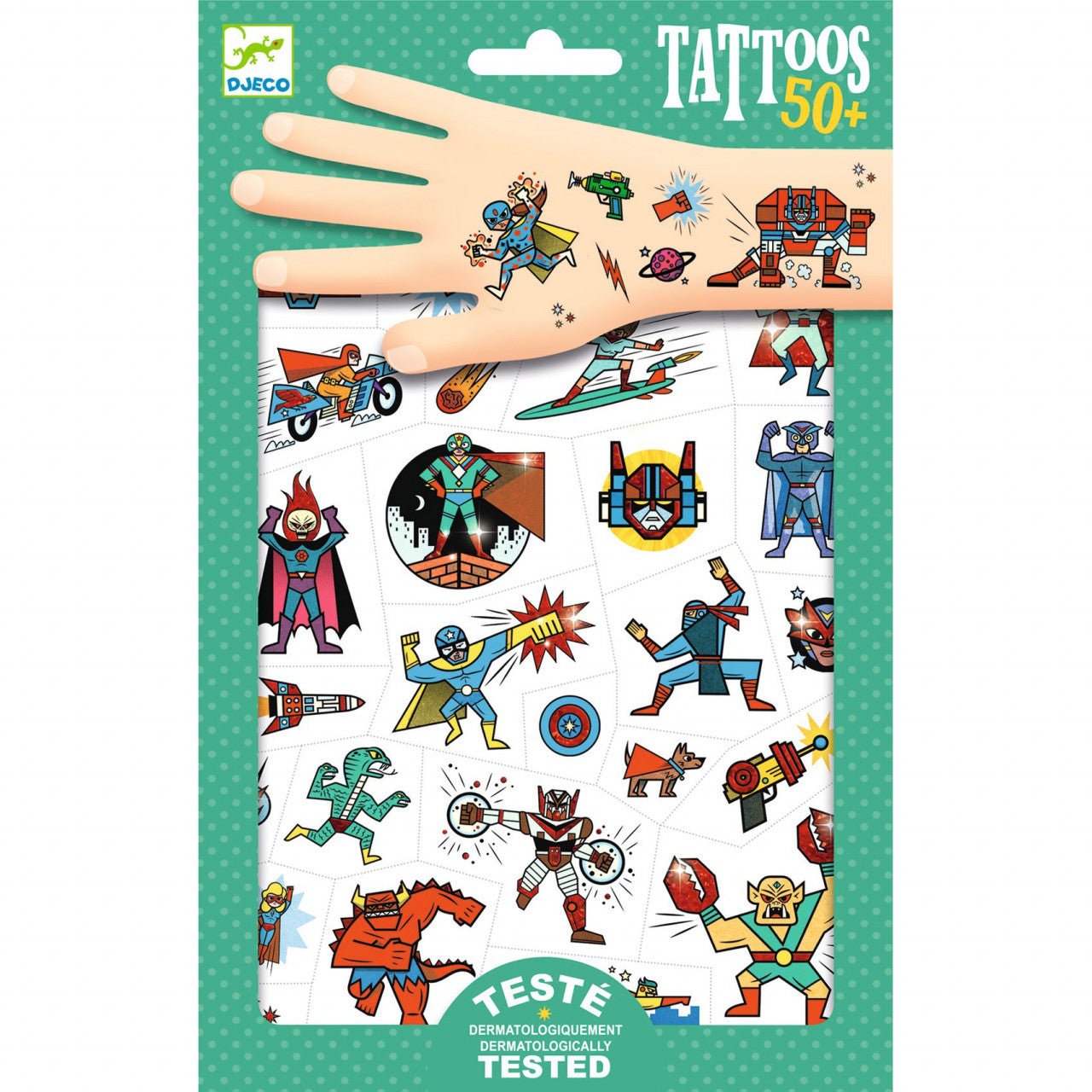 - Tatuaje temporare metalice Supereroi în luptă | Djeco - 1