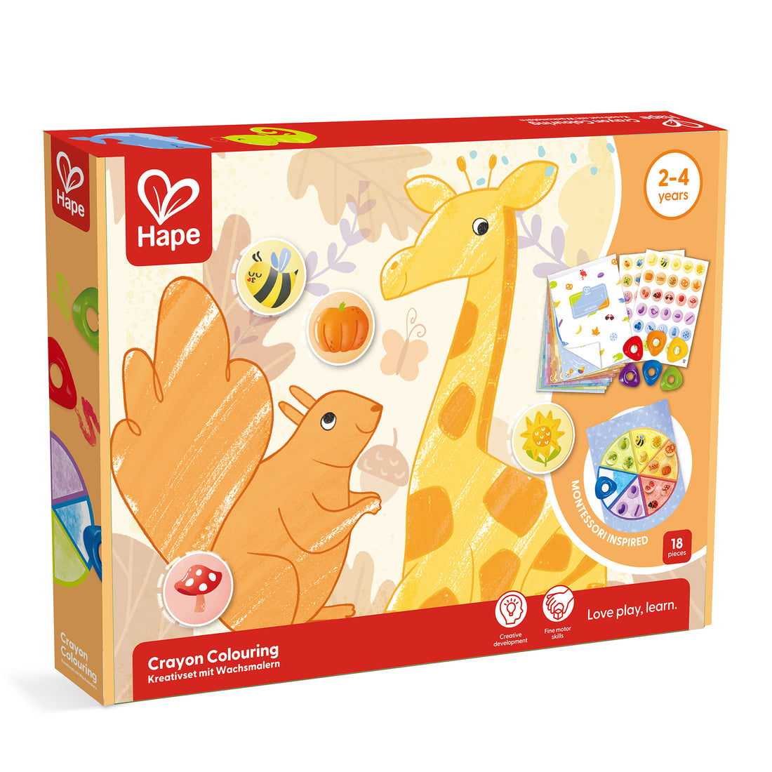 Joc creativ – Creioane cerate și activități de colorat, 18 piese, 2+ ani | Hape