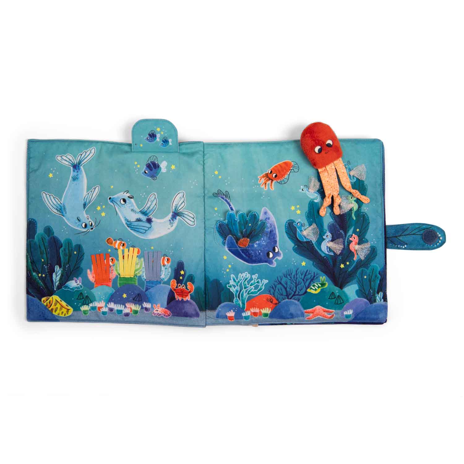Carte senzorială de activități din material textil "Les Aventures de Paulie" | Moulin Roty - Moulin Roty - EmmaSiLuna.ro