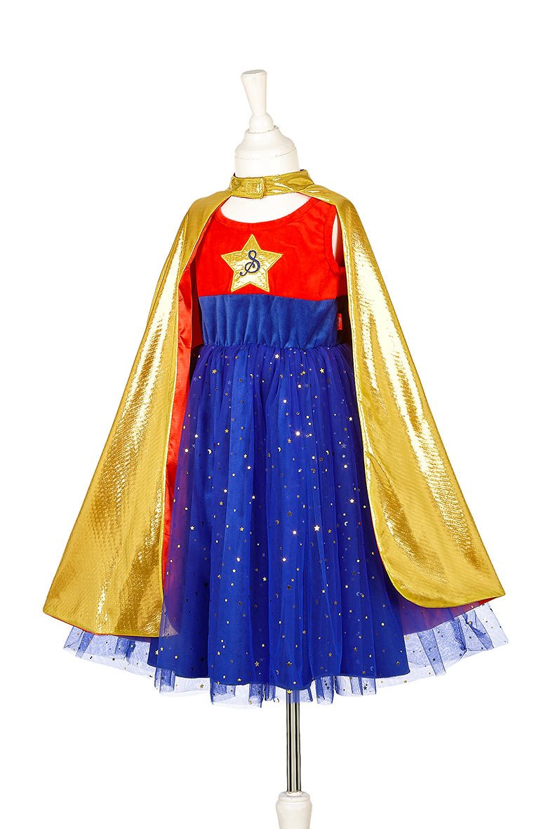 Costume copii - Costum supereroină cu pelerină aurie | Souza!