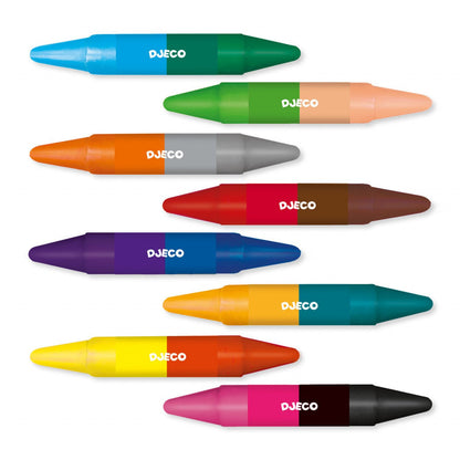 Seturi pictură - Creioane cerate de colorat, duble, pentru copii | Djeco - 2