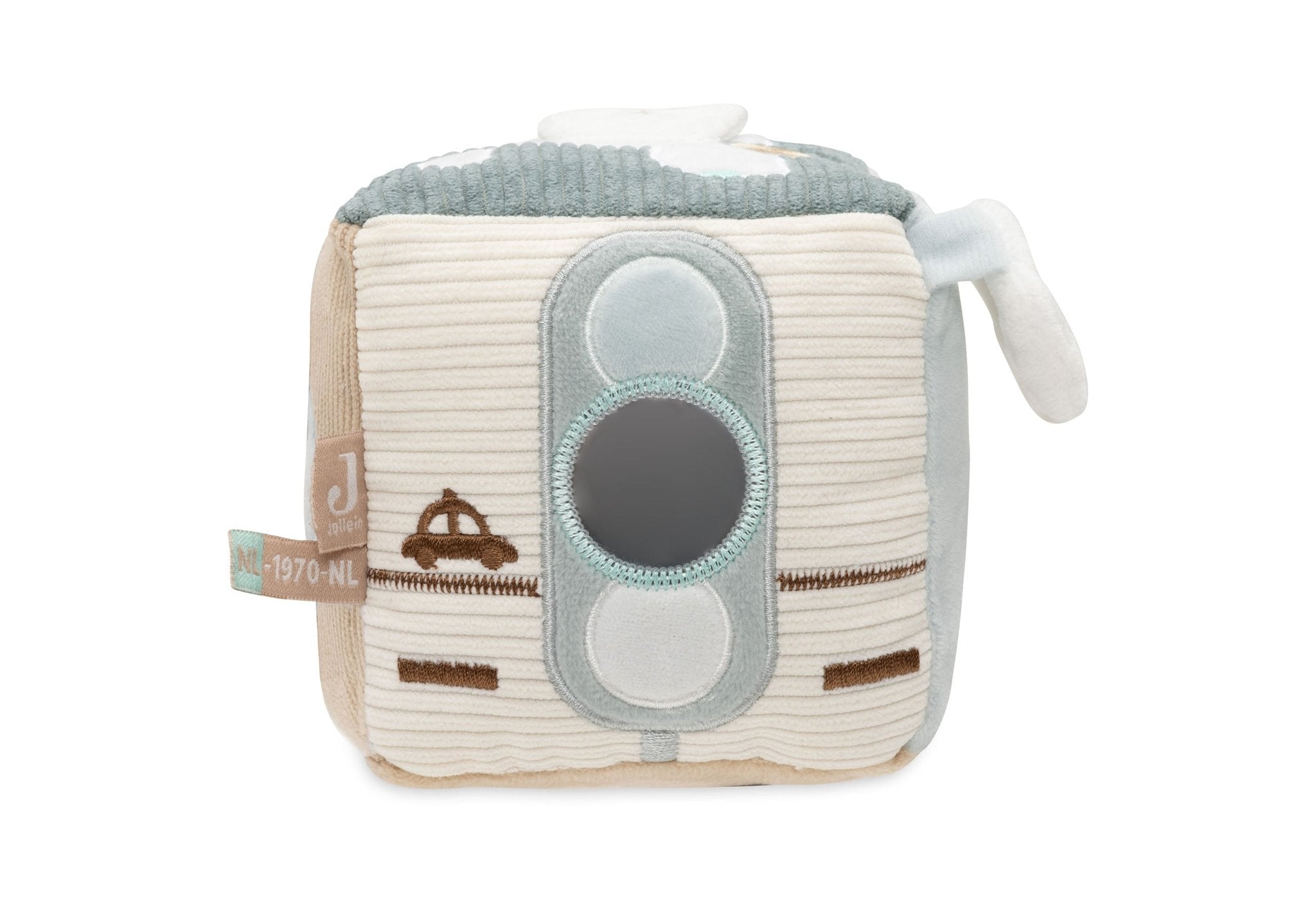 Jucarii de plus - Cub senzorial din pluş cu activităţi - On The Go, 0+ ani | Jollein - 9
