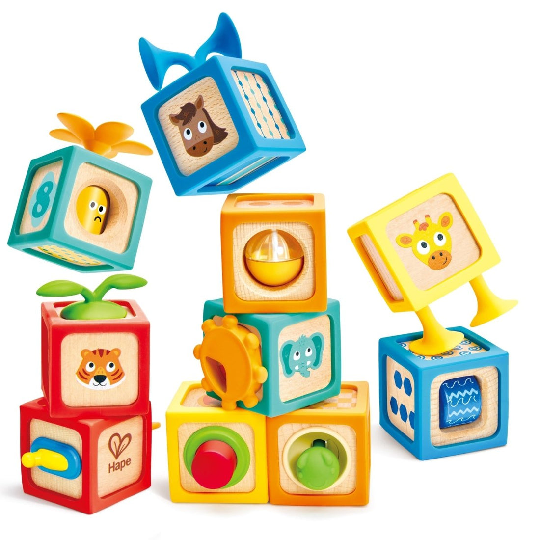 Hape - Cuburi senzoriale din lemn – Delightful Discovery Blocks, 10 piese | Hape-1