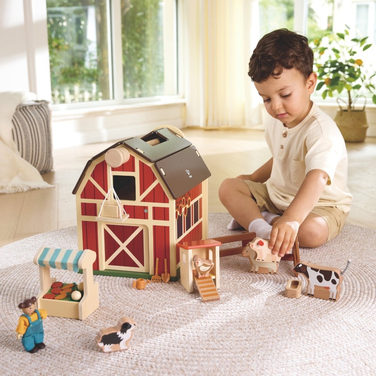 Hape - Fermă din lemn cu animale - Happy Farm, 33 piese, 3+ ani | Hape-3