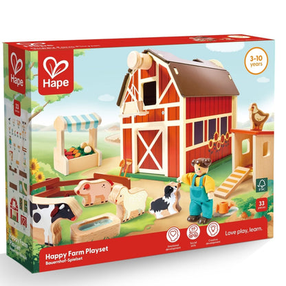 Hape - Fermă din lemn cu animale - Happy Farm, 33 piese, 3+ ani | Hape-2