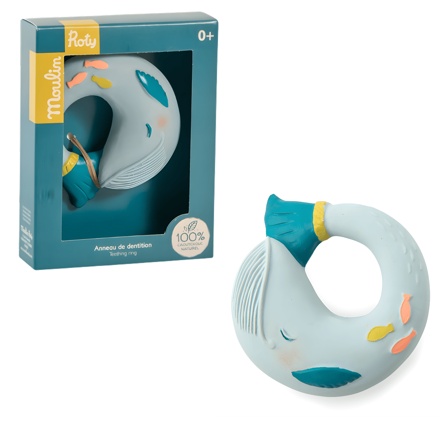 Jucării dentiţie - Inel pentru dentiţie din cauciuc natural - Balenă, Le voyage d&